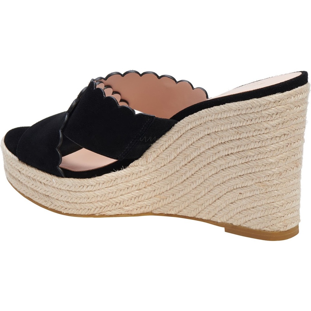 Like New! Kate Spade Black Suede Tegan Espadrille Wedge Sandal Size 11 - Picture 9 of 9